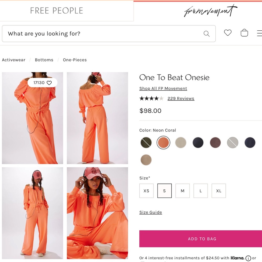NWOT Free People Neon Coral Jumpsuit - Picture 1 of 5